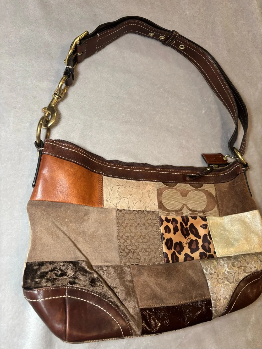 Vintage Coach Patchwork Large Shoulder Bag